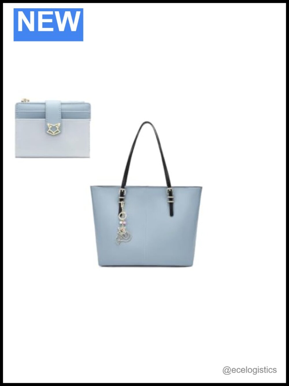 Genuine Leather Large Tote Bag with Matching Slim Wallet
